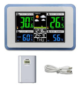 Trådlös väderstation för hem och kontor, digital färgdisplay, med hygrometer, väderprognos och klocka