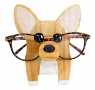 Glasögonhållare med djurmotiv, lätt och söt design med Corgi-form, kreativ solglasögonvisning för handgjord glasögonhållare, naturligt trä