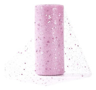 Tyllrulle Mjukt Glitter Mesh Band Spole med Paljetter 15 cm 23 Meter för DIY Tutu Kjolar Rosetter Bröllopsdekoration Bordslöpare Rosa