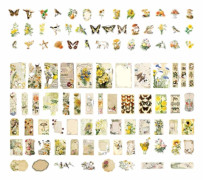 Vintage Stickers för Journalföring, Rustikt Papperspaket Konstnärlig Botanik och Biologiska Element DIY Dekoration, Scrapbooking Material för Dekorativt