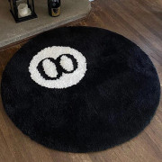 Svart Matta, Biljardboll Matta, 8-Boll Mjuk & Fluffig Svart Matta Sovrumsinredning, Svart Cirkelmatta för Vardagsrum Heminredning 60*60