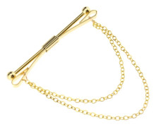 Herrar Pojke Skjorta Krage Klämma Bar Pin Klämma Guld Kedja Slips Brosch 6CM Bar Fest Present