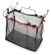 Mesh-väska, portabelt förvaringsnät för utomhuscamping, förstärkt med PVC-platta och gummikanter, hopfällbar design med 9-håls sidohängare, stöder snabb