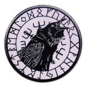 Tribal Viking Odin Raven Emalj Pin MagRunkompass Vegvisir Kråkbrosch Hednisk Run Symbol Badge