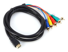 HDMI Hane Till 5 RCA Konverteringskabel, HDMI-kompatibel 1,5m HDMI till 5 R/CA Ljudvideoadapter med Guldpläterade Kontakter, Plug-and-Play Design för HDTV