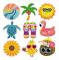 9 st Stryk på Tyglappar Söta Hawaiianska Luau Strand Flamingo Ananas Sy på Reparation Broderad Applikation Dekorativ Hawaii Tropisk Aloha Semester D
