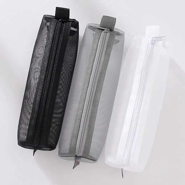 Multifunctional Mesh Makeup Brush Bag, Portable Travel Cosmetic Pouches, Transparent Mesh Design, Unique Design for Office Supplies