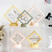 10 stycken PE-film upphängningsbox smyckeshållare transparent akryl örhängen förvaring örhängen display rack förpackningsförvaringsbox 11*11 cm (grön)