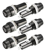 6 st 6x30mm Säkringshållare AC 10A 250V Svart Skruvlock Säkringshållare, Panelmonterad Skruvlock Säkringshållare
