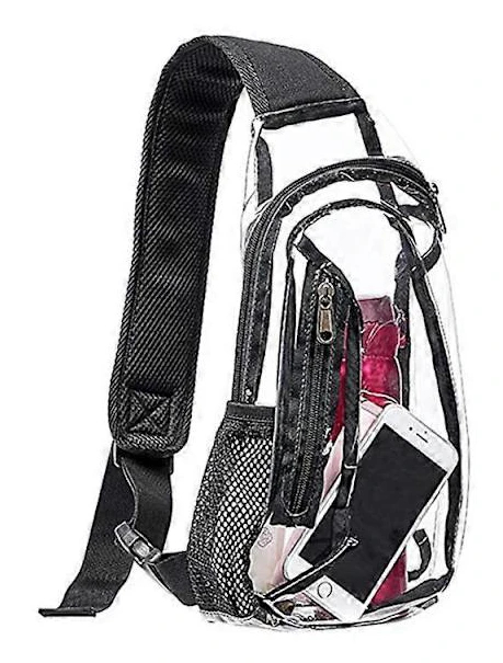 Genomskinlig Sling Bag, Stadiumgodkänd Mini PVC Crossbody Axelremsryggsäck, Transparent Casual Bröstväska för Kvinnor & Män, Perfekt för Vandring, Stadion