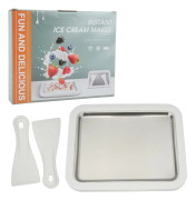 Mini Rolled Ice Cream Yoghurt Maker Machine Rostfritt stål Instant Cold Plate med skrapa 26x21x3,2cm