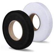 Rulle med 70 meter stryktejp, fålltejp för strykning av trasiga kläder jeans byxor kjol (svart 1,5 cm, vit 2 cm bred)