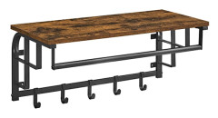 Hat rack with clothes rack in industrial design - Brown/black