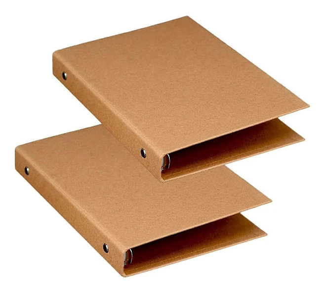 A5 6-rings pärm, A5 ringpärmsmappar, A5 ringpärm 6 hål, Kraft a5-mappar för att lägga till broschyrer, omslag, scrapbooking-papper, lösa blad, 2 st