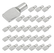 7 mm hyllstift, 30 skedformade hyllstödsstift, metallfästen för skåp, lämpliga för skåp, köksmöbler, garderober, bokhyllor, hyllor (förnicklade)