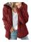 Fleece Fluffig Hoodie för Kvinnor Långärmad Jacka Vinter Varm Nallebjörn Cardigan Röd Röd{hw} Röd M