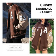Varsity College Jacka Baseballjackor Vintage Ytterkläder med Fickor Unisex Kappa Patchwork Topp