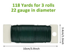 3-pack blomstertråd, 118 yards 22 gauge grön floristtråd, flexibel grön tråd