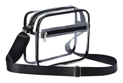 Trefärgad 25*23*7cm Pvc Transparent Crossbody Bag för bärbar resa black