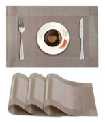 Underlägg set om 8 PVC bordsunderlägg tvättbara värmebeständiga halkfria värmeisolering för kök och matsal 45CM x 30CM grå[CO]