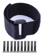 Kardborreband, 10-pack Svart självhäftande kabelband, Nylonfästband med spännen (2,5 x 40 cm)—yux