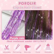 Clip in Hårglitter Kit, 6-pack Glitter Fairy Hårglitter Extensions 50 cm Glänsande Hårglitter Värmebeständigt (silver)