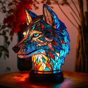 Djurbordlampa Färgad Glasmosaik Nattlampa Retro Bordlampa Julgåva
