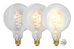 Star Trading LED-lampa E27 glob 125mm Decoled Spiral Clear 3-stegsdimmer 4W