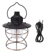 Bärbar LED-campinglykta med 3 ljuslägen, USB-laddning, steglös dimning, LED-vintage-lykta för vandring, camping och nödsituationer