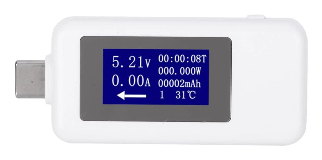 Multifunktionell TypeC-testare - DC Digital Voltmeter (Vit)