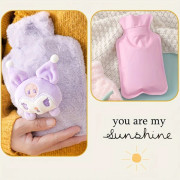 Sanrio Plysch Varmvattenflaska - Kuromi, My Melody & Cinnamoroll Design | Stor, Tjocknad Handvärmare för Mysig Komfort Kulomi