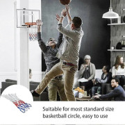 Basketbollnät, trefärgat ersättningsnät för basket, tillbehör för utomhus- och inomhussporter (12 öglor)[PL]