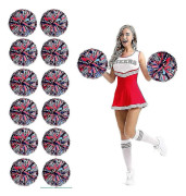 Glad 12-pack cheerleading-pomponer med fingerhål, cheerleading-pomponer i folie Medium, Medium, Röd Blå