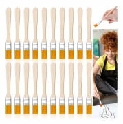 20-pack Små Nylon Målarpenslar med trähandtag, små platta penslar lämpliga för penselgrillning, färgpenslar, DIY-målning, väggmålning