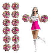 Glad 12-pack cheerleading-pomponer med fingerhål, cheerleading-pomponer i folie Medium, Medium, Rosrosa Guld