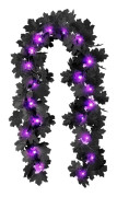 OBOSOE 2m LED Svart Lönnlöv Girlang, Konstgjord Halloween Krans för Inomhus & Utomhus, Halloween Dekor