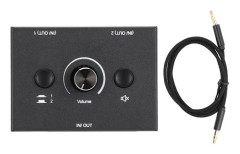 AB Switcher Selector för 3,5 mm ljudutrustning, Bi-Directionell 2 Ingång 1 Utgång eller 1 Ingång 2 Utgång Switchbox med En-Knapps Tystnad, Plug and Play