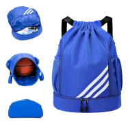 Vattentät dragskopåse för barn och vuxna, stor dragskopåse för gym, sportdragskoryggsäck för gym, unisex PE-påse med skofack Blue