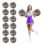 Glad 12-pack cheerleading-pomponer med fingerhål, cheerleading-pomponer i folie Medium, Medium, Lila Guld