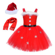 Tomtedräkt för Barn Julklänning Outfit & Halsduk Tomteluvor Gåva 2XL