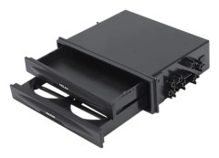 Universal bilinstrumentbräda dubbel DIN-radiofack med mugghållare och förvaringslåda, svart plast, passar 173x48mm