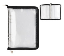 A5 Ringpärm Omslag Transparent med Dragkedja Vattentätt Lösbladspärm Omslag PVC Ringpärmsskydd för Pärm Fotokort Mini Foton[CO]