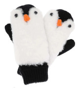 Dam Pingvin Vantar Handskar Vinter Varm Foder Mysig Stickad Fluffig Luddig Fuskpäls Vante Premium