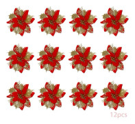 24 st Julblommor Konstgjorda Julblommor Glitter Jul