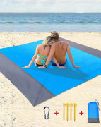 Strandmatta Picknickfilt Vattentät - Strandfilt 210 X 200cm Picknickfilt Extra Stor Vattentät Strandmatta Med 4 Fasta Spikarblå-ZZY