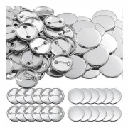 /NN/100 st knapptillbehör, knappdelar, metallknappnålsmärkessats för knappmaskin, inklusive metallskal, baksida och klar film 25 mm 37MM