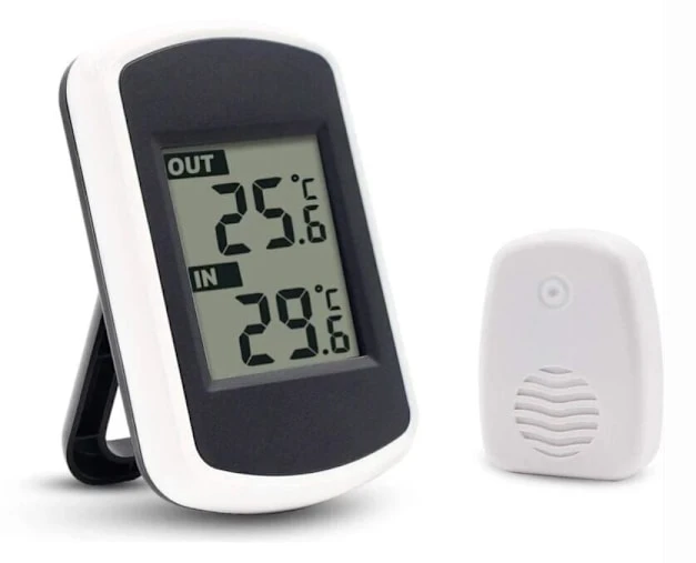 LCD Digital Trådlös Termometer för Inomhus eller Utomhus, Mini Rumstemperatursensor, Liten Exakt Vädertestare för Hem, Sovrum och Kontor, Vit