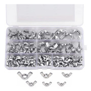 Wing Nut Assortment (100 Pieces) - Sizes M3, M4, M5, M6, M8 and M10 - 304 Stainless Steel Fasteners - Silver Wing Nuts for DIY
