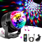 LED Discokula LED-ljus, musikstyrd disco ljuseffekter, disco ljus med USB-kabel, 360° roterande festljus med fjärrkontroll