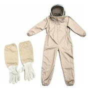 QU-Biodlingskläder med handskar, Naturlig bomulls biodlingsdräkt med fäktningsslöja Unisex (XL)..DEBUNS
